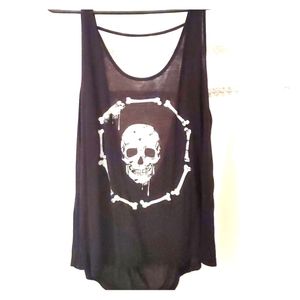 Hot Topic Shimmery Skull and Bones Hi Lo Tank